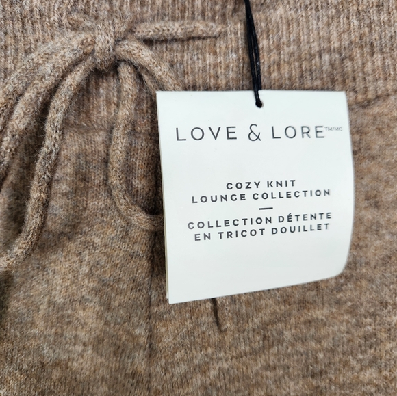 Love & Lore Size Medium Brown Cozy Knit Wide Leg Pants - Picture 2 of 9